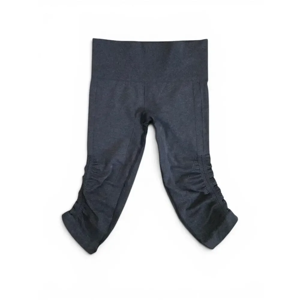 Lululemon In The Flow Crop II Heathered Black Seamless Crop Leggings Size 2